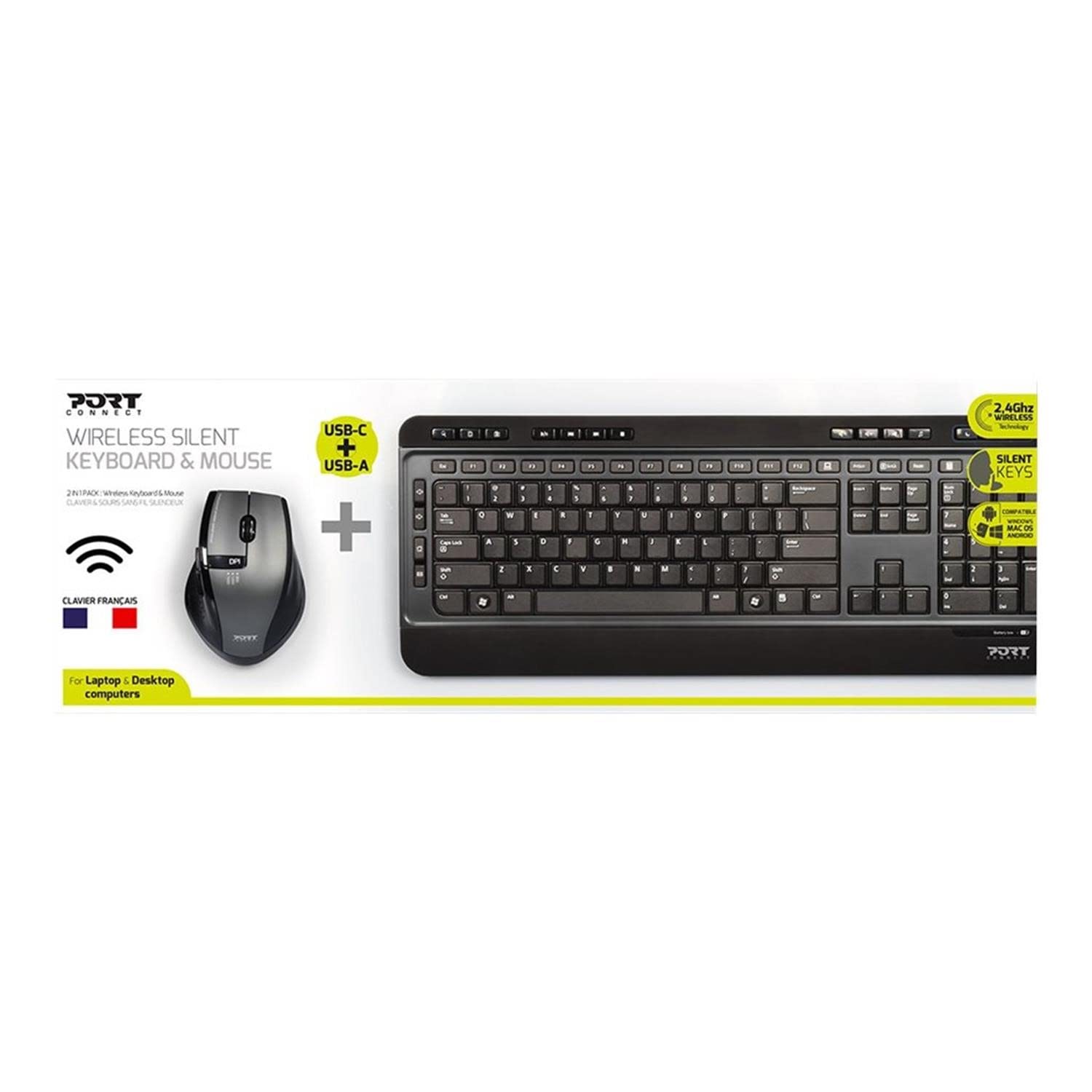 port-designs-port-connect-pack-clavier-souris-sans-fil-2-4-ghz-silencieux-uk image 2