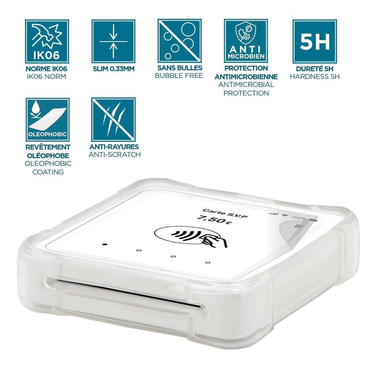 mobilis-film-de-protection-incassable-pour-sumup-solo-solo-lite-ik06-antimicrobi image 2