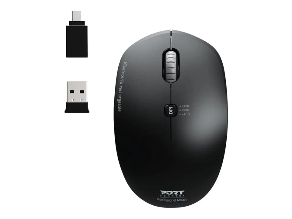 port-connect-souris-mobile-bluetooth-sans-fil-2-4-ghz-rechargeable-usb-a-usb-c-c image 1