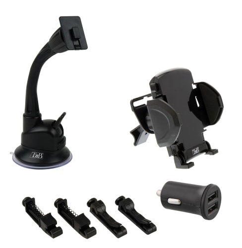 t-nb-pack-voiture-3-en-1-chargeur-allume-cigares-2x-usb-a-12w-support-pare-brise image 1