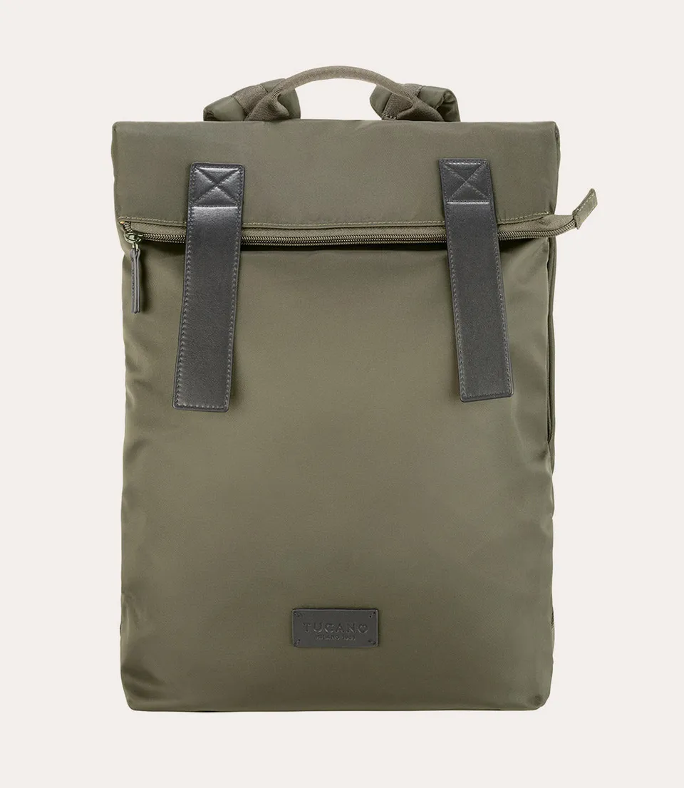 tucano-fold-backpack-sac-dos-15-6-macbook-16-nylon-recycl-et-cuir image 1