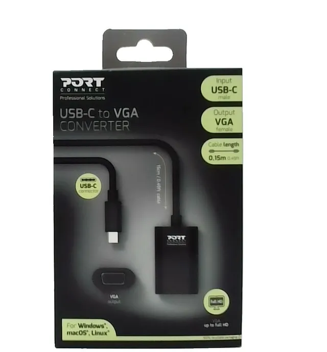 port-connect-montreal-adaptateur-usb-c-m-le-vers-vga-femelle-15-cm image 1