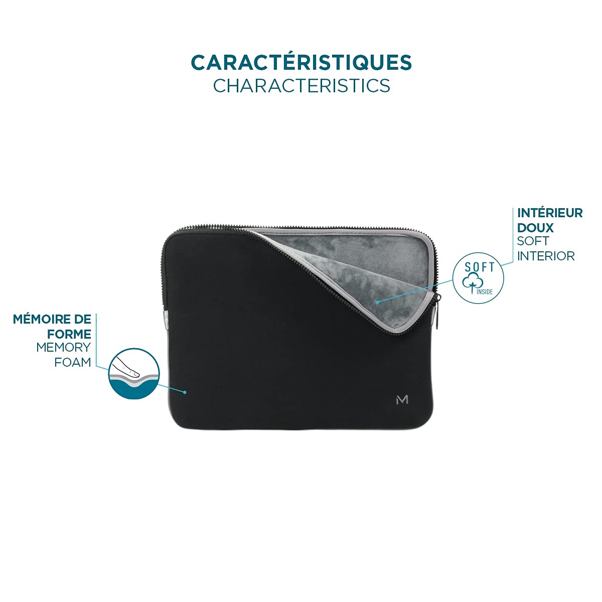 mobilis-housse-m-moire-de-forme-12-5-14-noir-gris-pochette-pc-ultrabook image 2