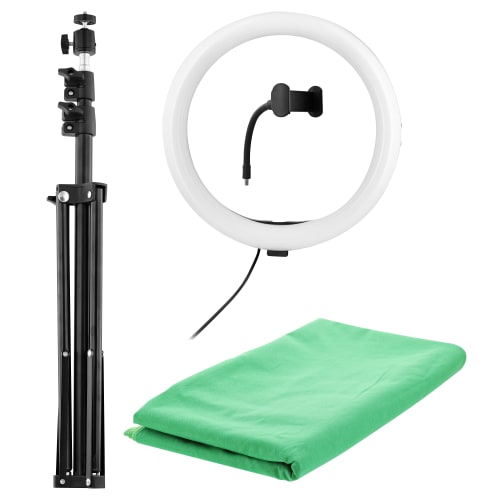 t-nb-influence-pack-vlogger-studio-tr-pied-160-cm-anneau-lumi-re-fond-vert image 1