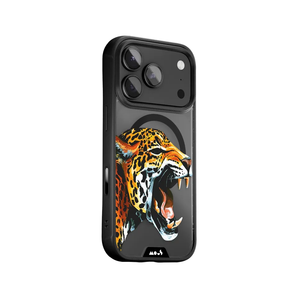 mous-collabs-coque-protectrice-henry-fraser-jaguar-magsafe-orange-blanc image 1