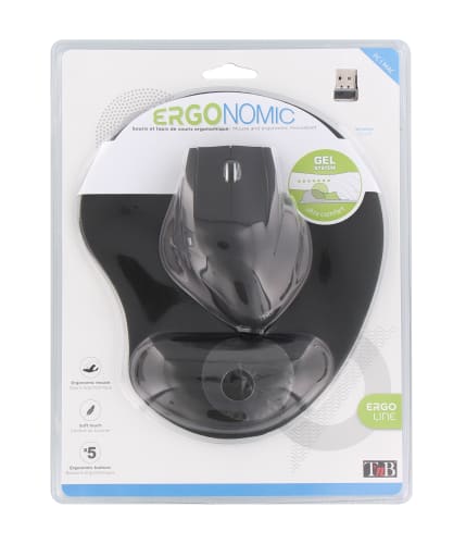 t-nb-pack-souris-sans-fil-ergonomique-tapis-repose-poignet-gel image 1