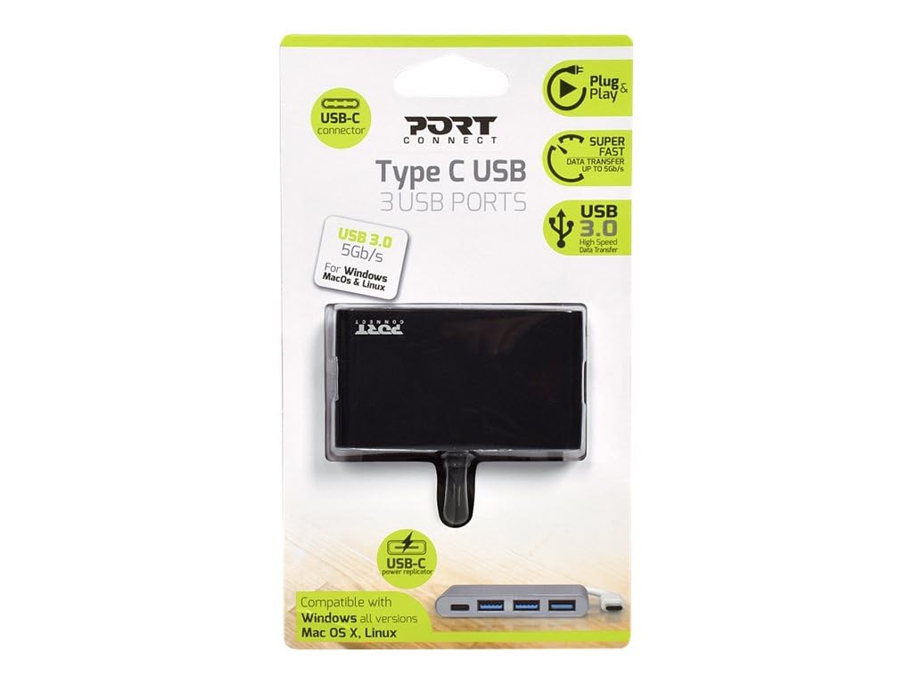 port-designs-port-connect-hub-usb-4-ports-3x-usb-a-3-0-1x-usb-c-5-gb-s image 3