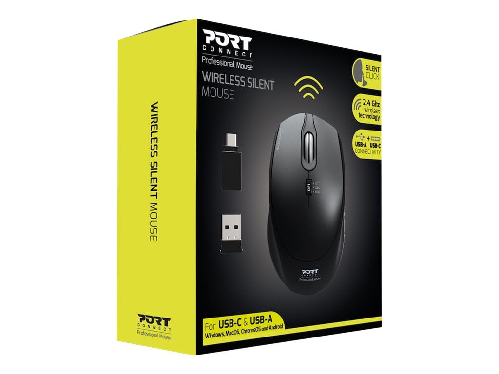 port-connect-milano-ii-souris-filaire-usb-a-usb-c-silencieuse-blanche image 7