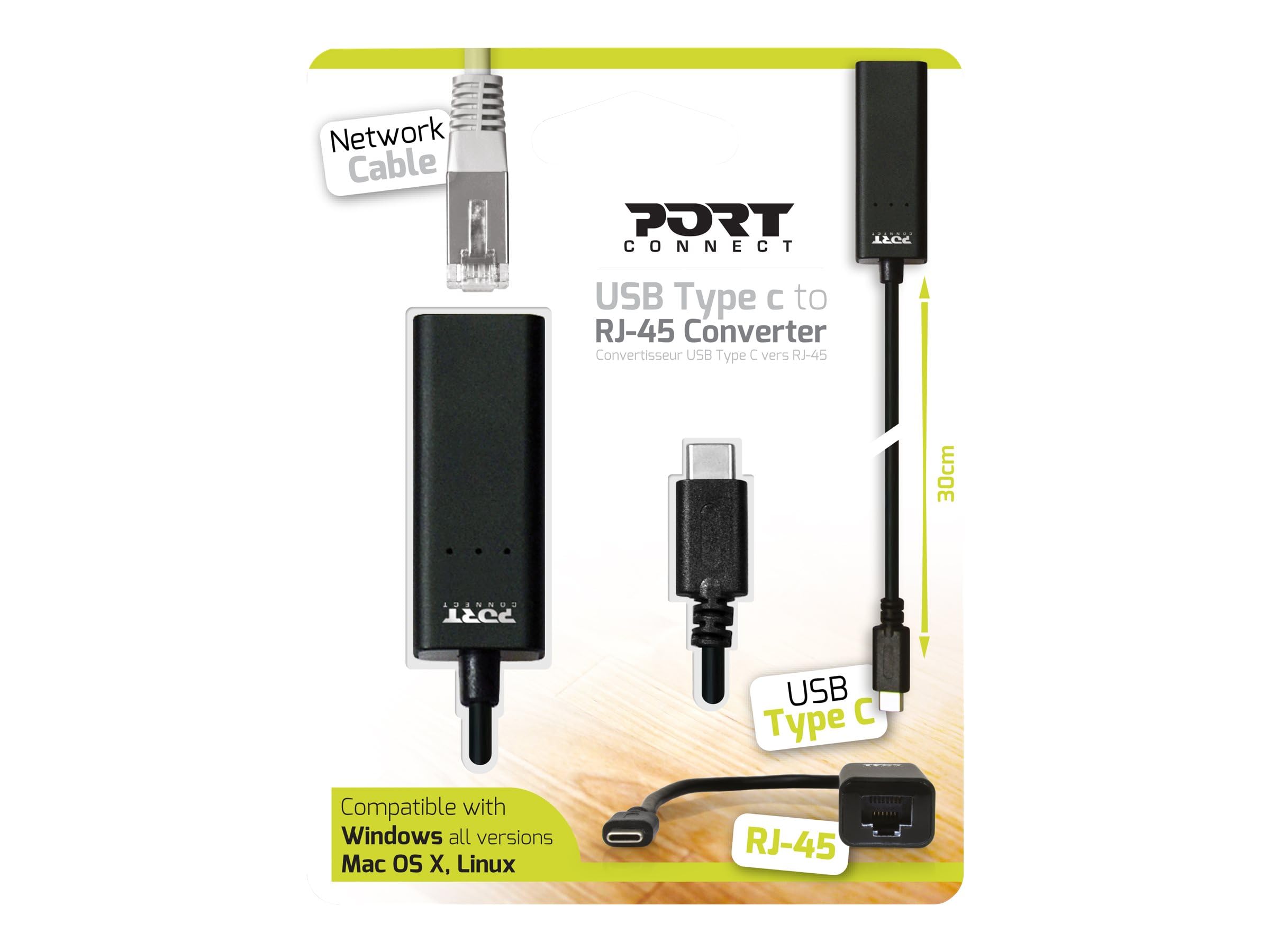 port-designs-port-connect-adaptateur-usb-c-m-le-vers-rj45-femelle-ethernet-30-cm image 6