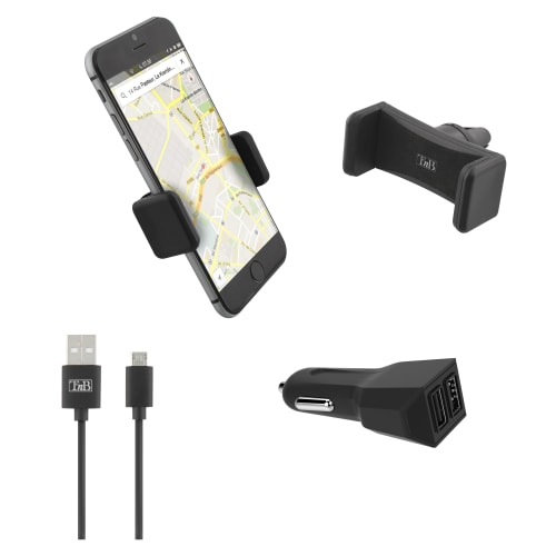 t-nb-pack-voiture-3-en-1-chargeur-allume-cigare-2x-usb-a-20w-support-grille-c-bl image 1