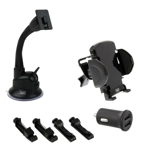 t-nb-pack-voiture-3-en-1-chargeur-allume-cigares-2x-usb-a-12w-support-pare-brise image 1
