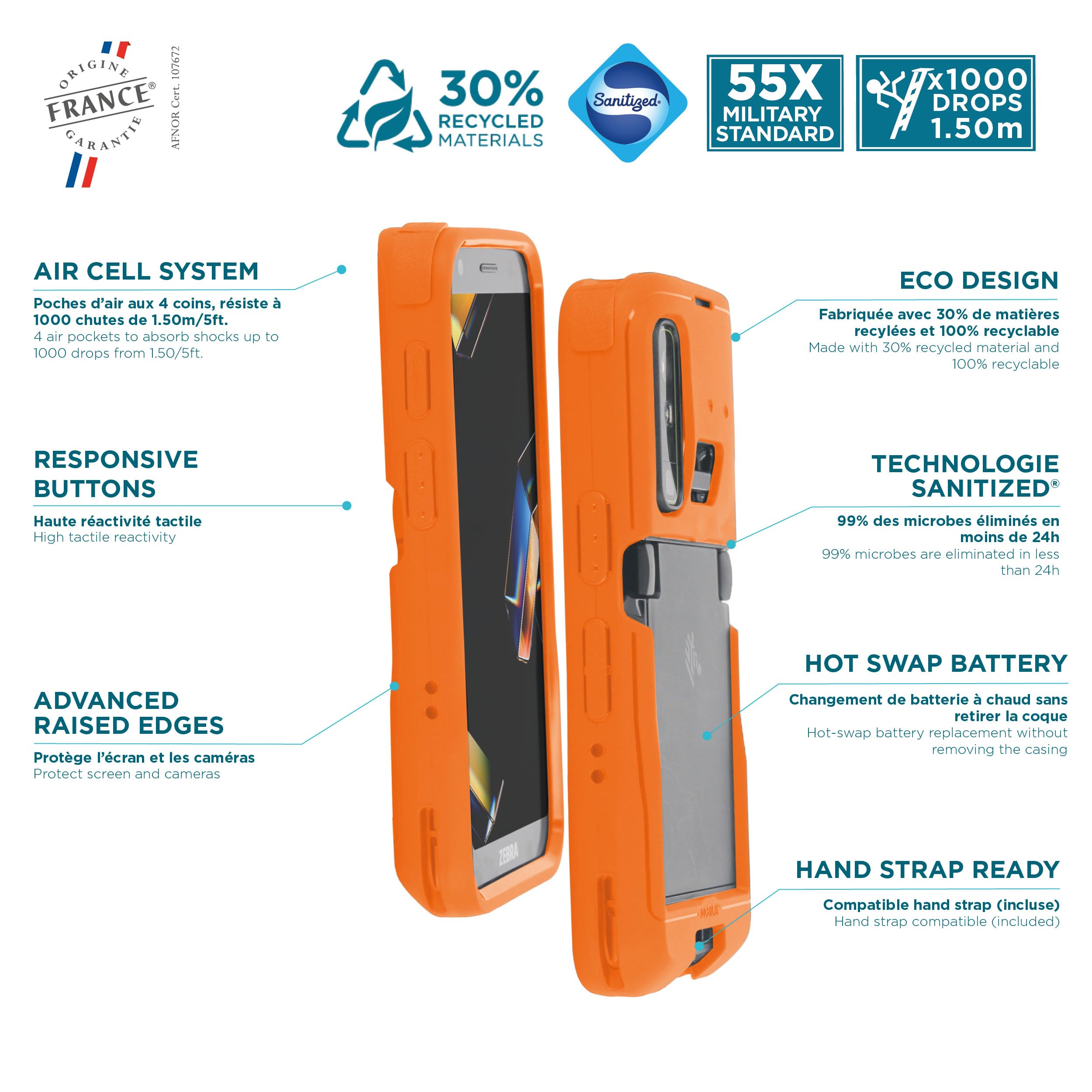 mobilis-protech-coque-zebra-tc501-avec-patte-de-saisie-orange-fluo image 3