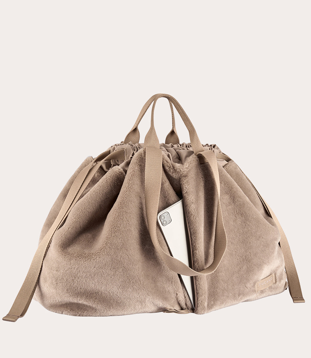 tucano-carry-fur-large-sac-de-week-end-en-fausse-fourrure-douce image 6