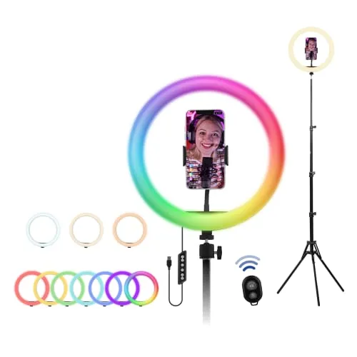 t-nb-influence-anneau-led-12-rgb-avec-tr-pied-studio-support-smartphone image 1