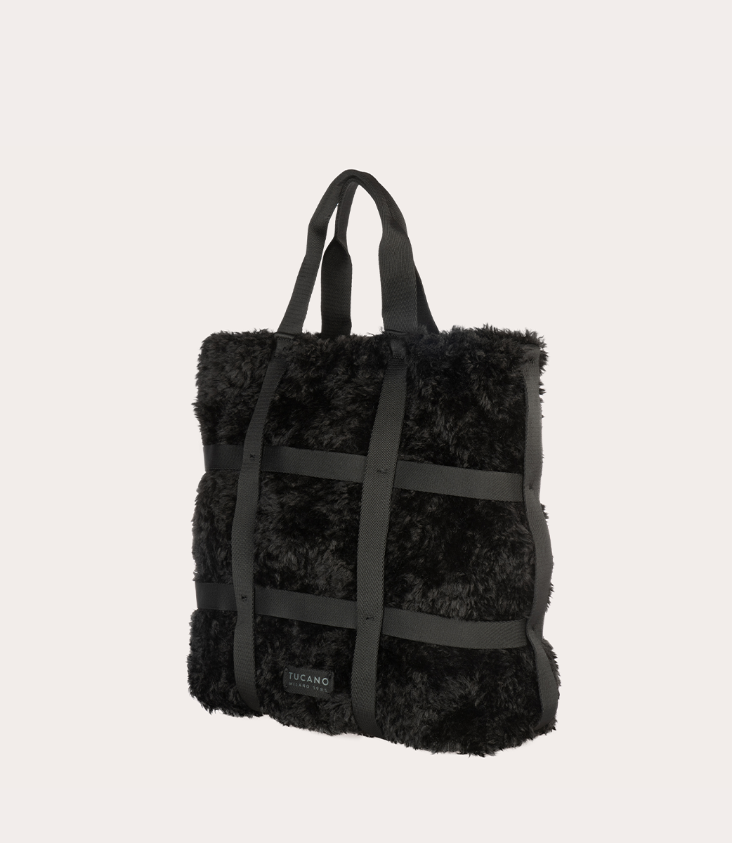 tucano-cage-tote-bag-cabas-en-fausse-fourrure-grille-rubans image 2