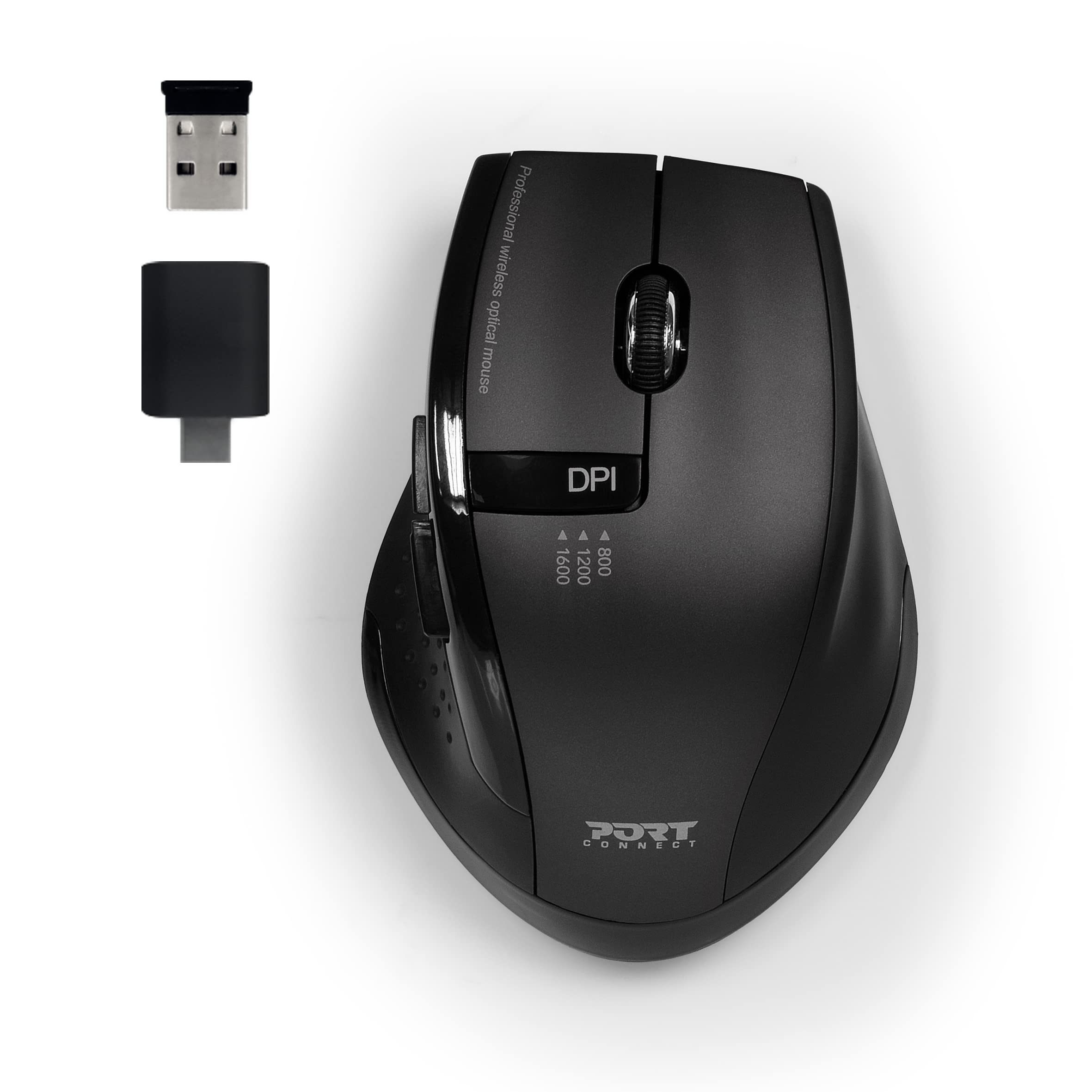 port-connect-milano-ii-souris-sans-fil-2-4-ghz-silencieuse-5-boutons-noire-usb-c image 1