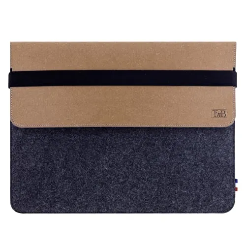 t-nb-pochette-pc-13-14-made-in-france-cuir-recycl-feutrine-marron-gris image 1