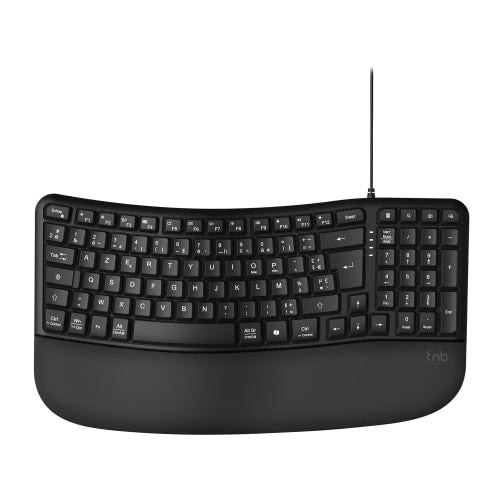 t-nb-ergo-clavier-ergonomique-filaire-azerty-fr-vague-repose-poignet-simili-cuir image 1