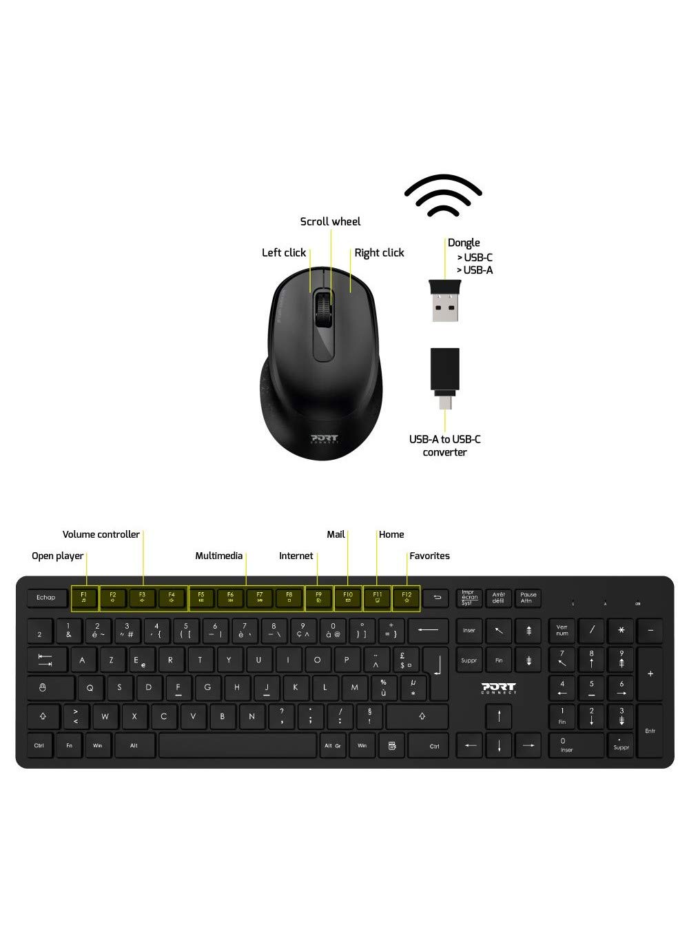 port-designs-port-connect-executive-slim-clavier-bluetooth-5-0-azerty-noir image 4