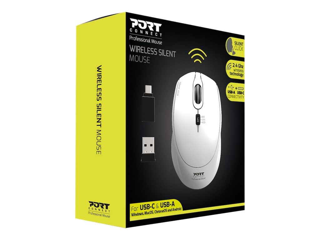 port-connect-milano-ii-souris-filaire-usb-a-usb-c-silencieuse-blanche image 6