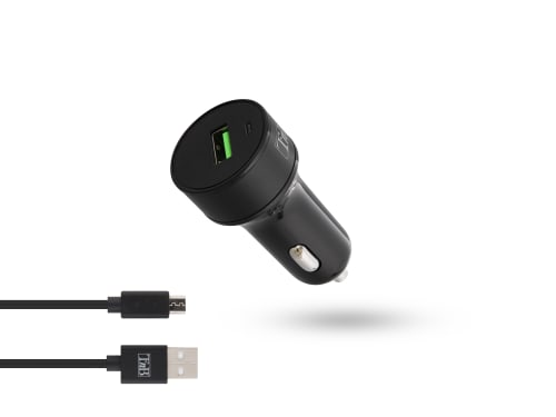 t-nb-chargeur-allume-cigare-quick-charge-18-w-usb-a-c-ble-micro-usb-1-m image 1