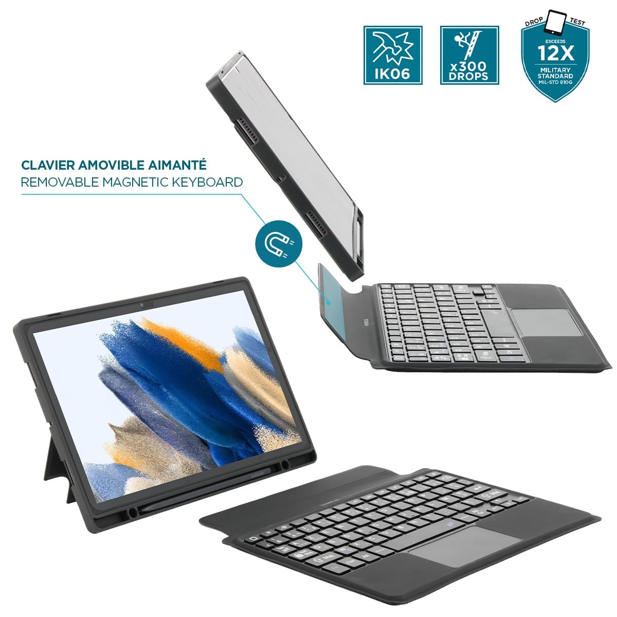 mobilis-coque-clavier-galaxy-tab-a8-10-5-azerty-touchpad-noir image 4