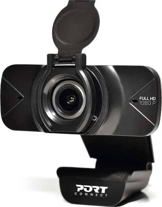 port-connect-webcam-full-hd-1080p-usb-a-usb-c-avec-micro-et-cache-noire image 1