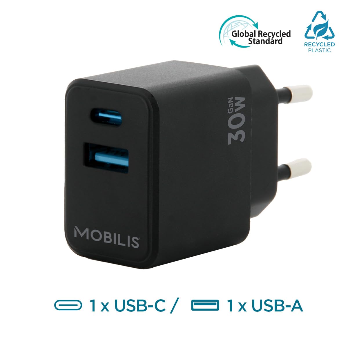 mobilis-t-series-chargeur-secteur-30w-gan-usb-c-usb-a image 2