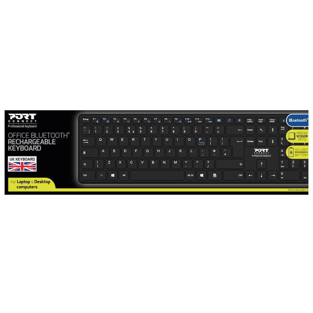 port-designs-port-connect-clavier-bluetooth-rechargeable-usb-c-bureau-noir-uk image 7