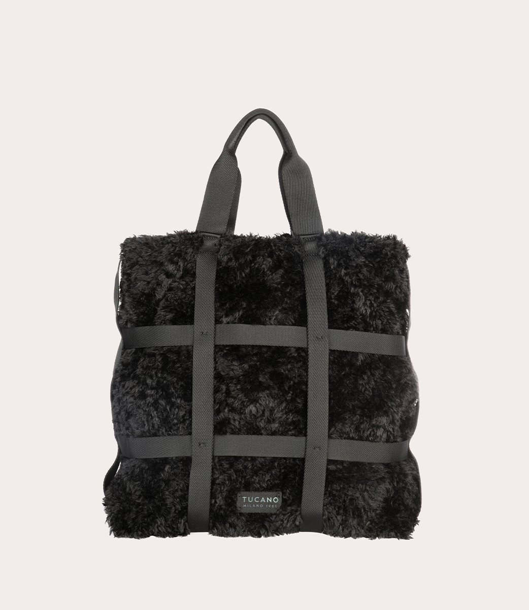 tucano-cage-tote-bag-cabas-en-fausse-fourrure-grille-rubans image 1