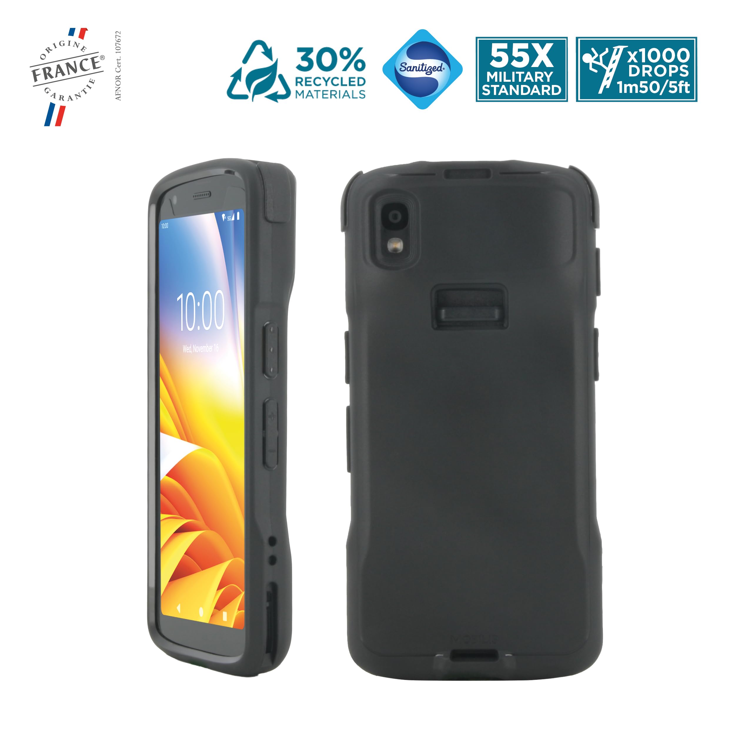 mobilis-protech-coque-renforc-e-pour-zebra-tc22-tc27-noir-dos-ferm-fabriqu-en-fr image 2