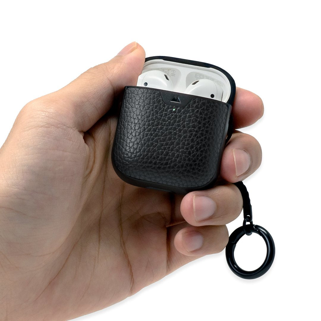 mous-coque-cuir-noir-pour-airpods-gen-1-2-ultra-protectrice image 2