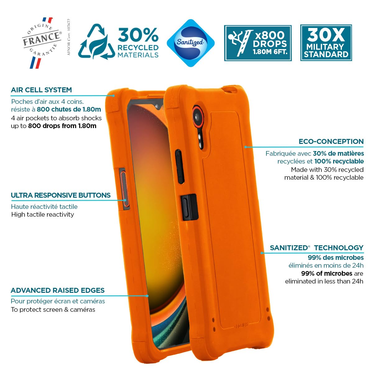 mobilis-coque-bumper-pour-samsung-galaxy-xcover-7-orange-fluo-haute-visibilit-an image 3