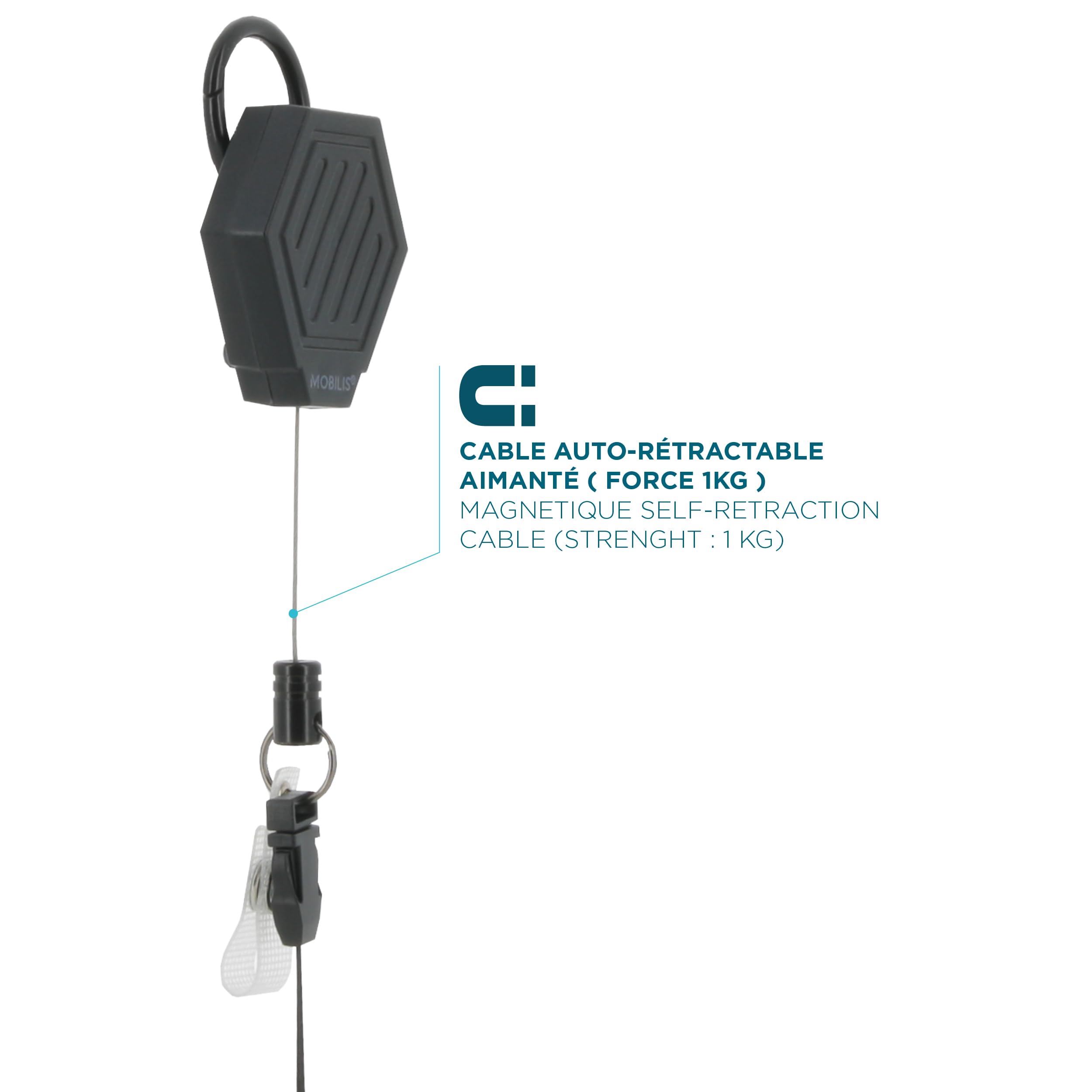 mobilis-t-series-c-ble-r-tractable-80-cm-avec-mousqueton-et-clip-ceinture image 6