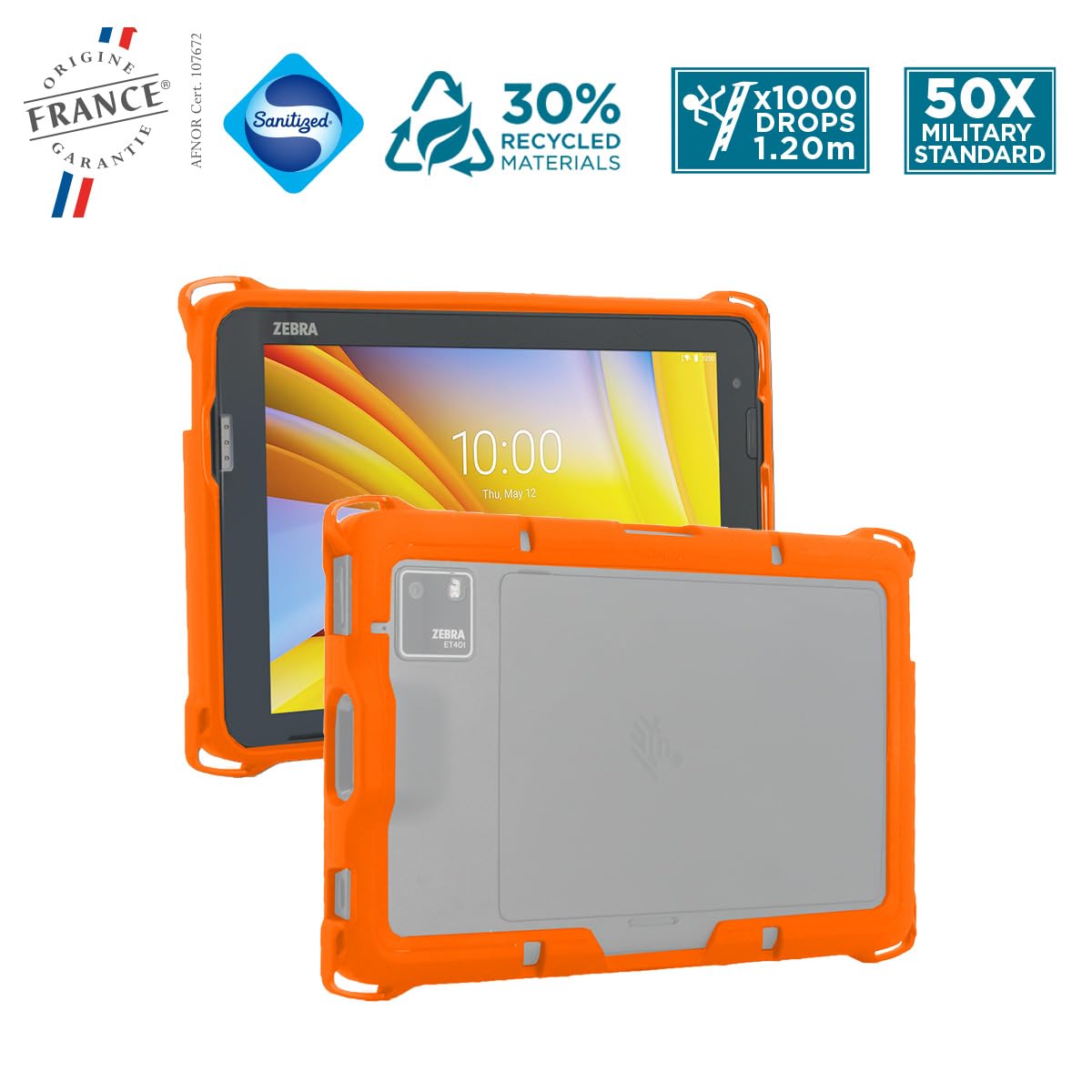 mobilis-protech-coque-tablette-zebra-et401-10-avec-scanner-orange-fluo image 2