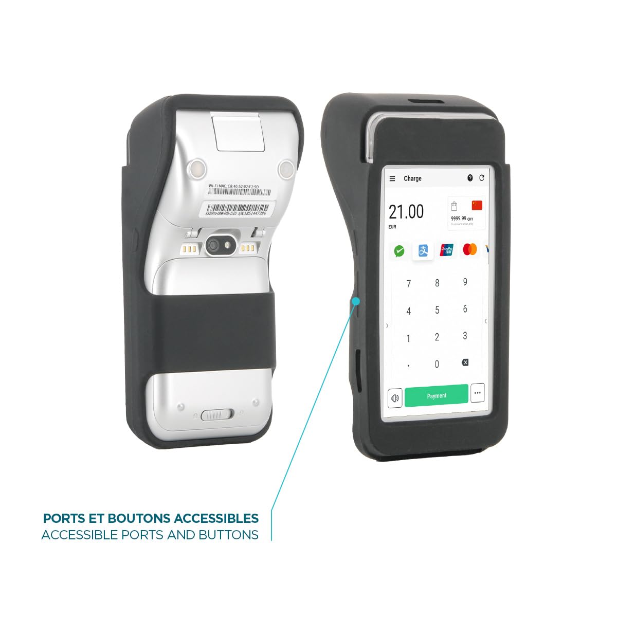 mobilis-coque-de-protection-en-silicone-noire-pour-terminal-de-paiement-pax-a920 image 3