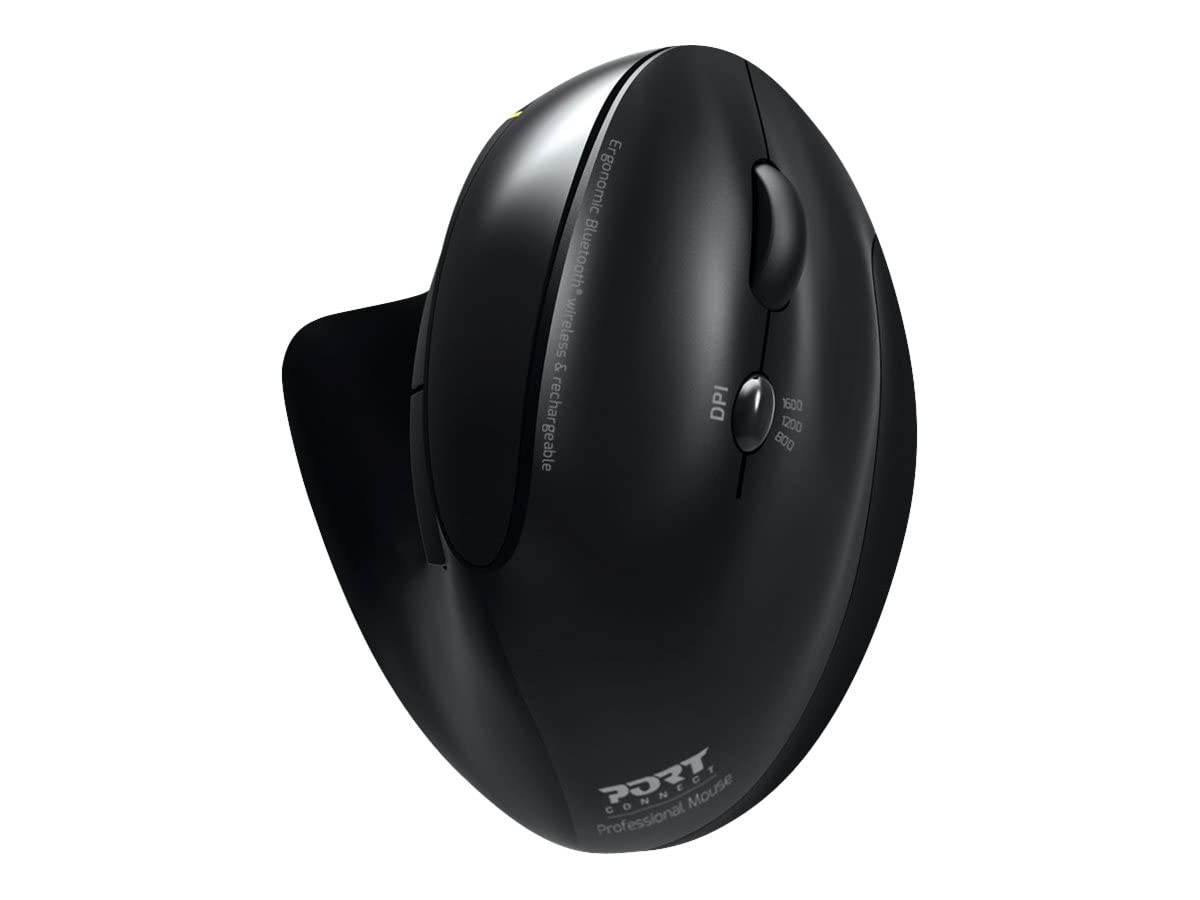 port-designs-souris-ergonomique-trackball-bluetooth-2-4ghz-rechargeable-noire image 2