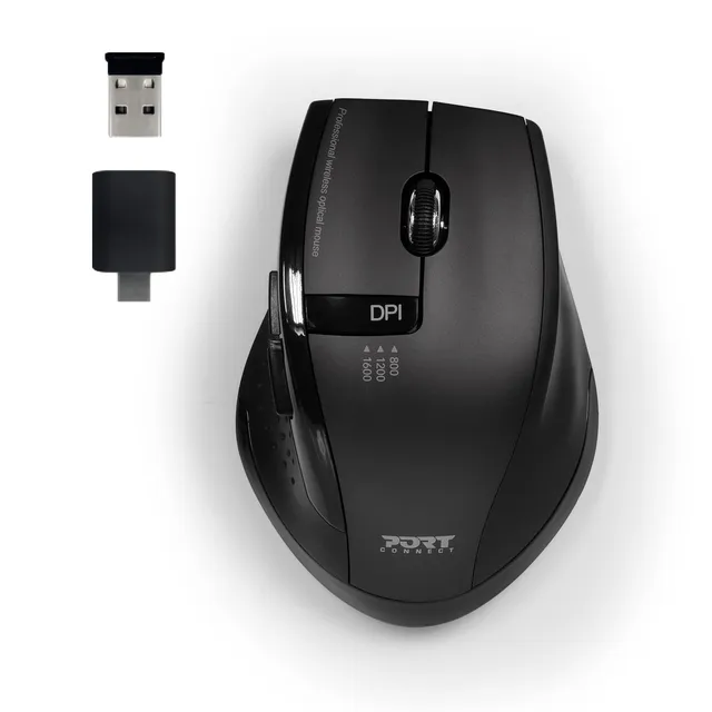 port-connect-milano-ii-souris-sans-fil-2-4-ghz-silencieuse-5-boutons-noire-usb-c image 1