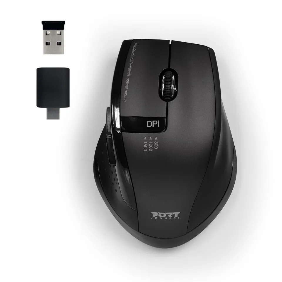 port-connect-milano-ii-souris-sans-fil-2-4-ghz-silencieuse-5-boutons-noire-usb-c image 1