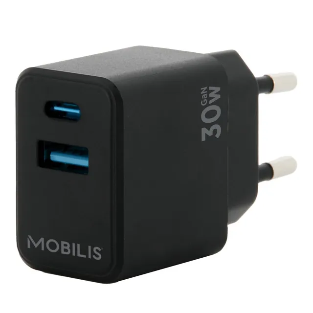 mobilis-t-series-chargeur-secteur-30w-gan-usb-c-usb-a image 1