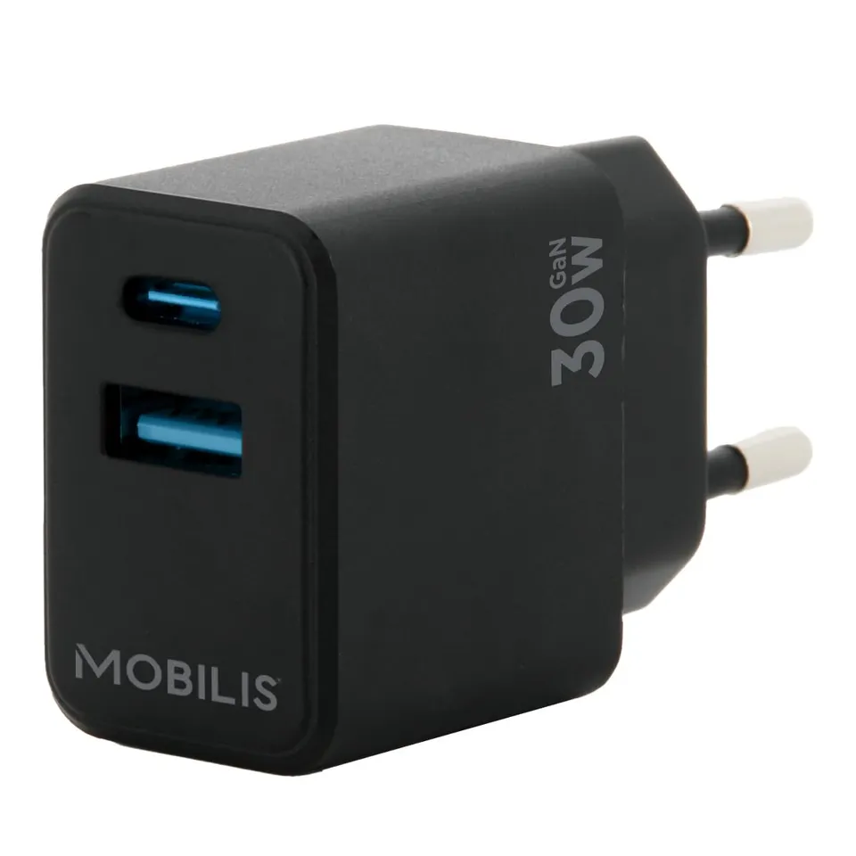 mobilis-t-series-chargeur-secteur-30w-gan-usb-c-usb-a image 1