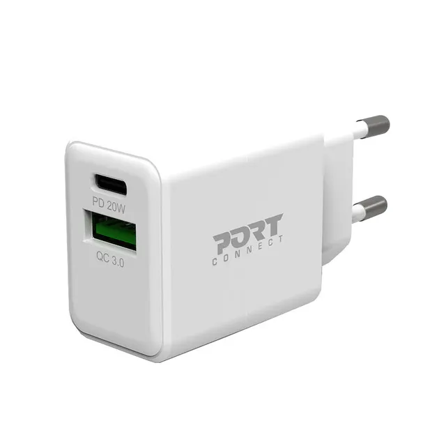 port-connect-chargeur-rapide-mural-combo-usb-c-pd-20w-usb-a-noir image 1