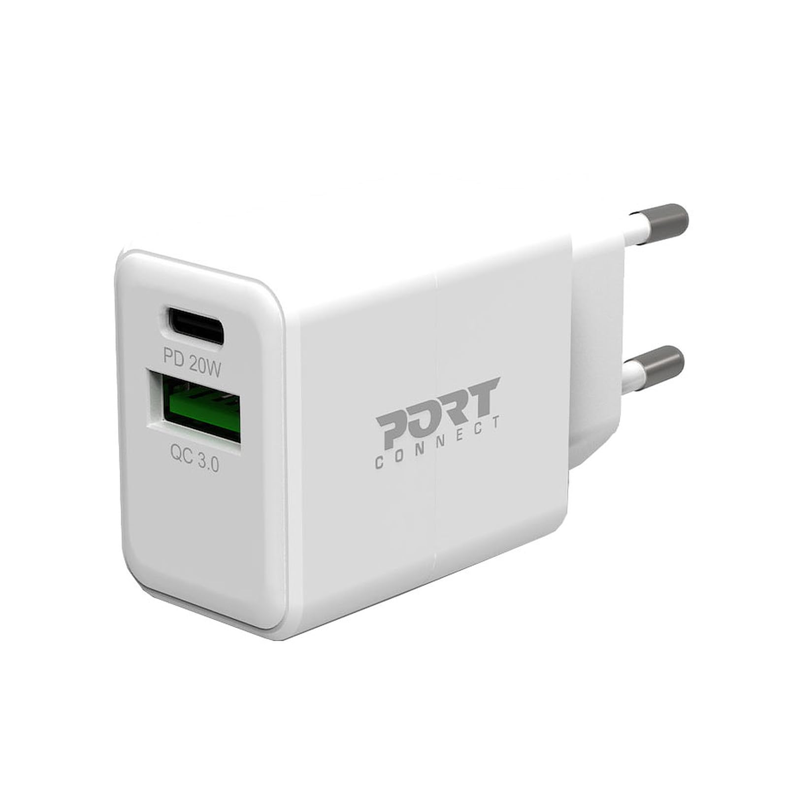 port-connect-chargeur-rapide-mural-combo-usb-c-pd-20w-usb-a-noir image 1