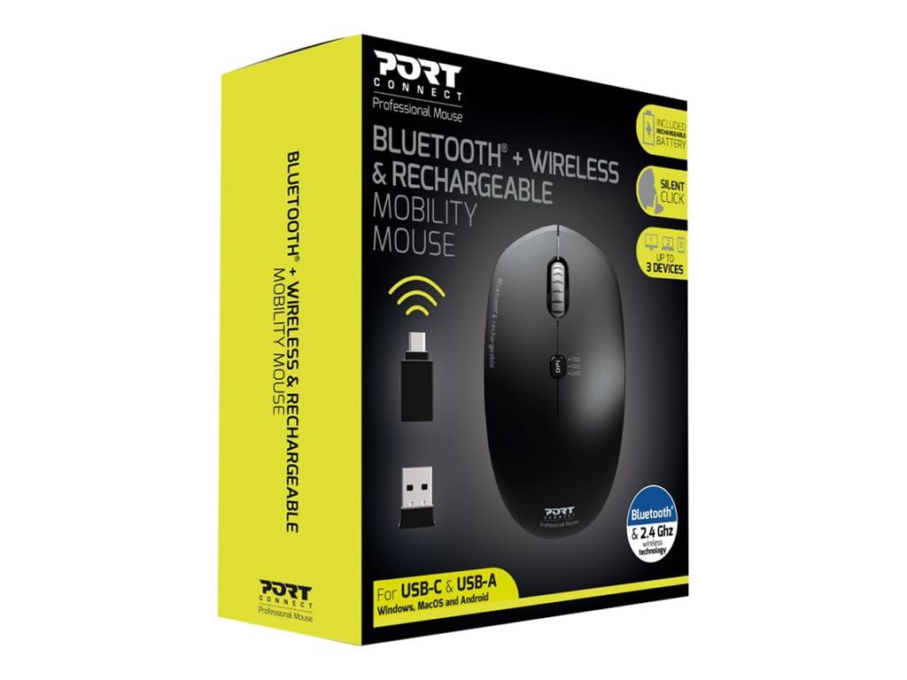 port-connect-souris-mobile-bluetooth-sans-fil-2-4-ghz-rechargeable-usb-a-usb-c-c image 2