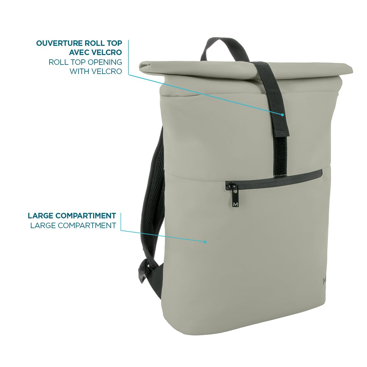 mobilis-origine-sac-dos-urbain-roll-top-16l-pour-pc-14-16-gris-mineral-d-perlant image 2
