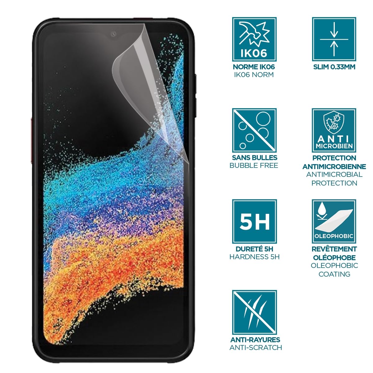 mobilis-t-series-prot-ge-cran-pour-samsung-galaxy-xcover-7-6-pro-transparent image 2