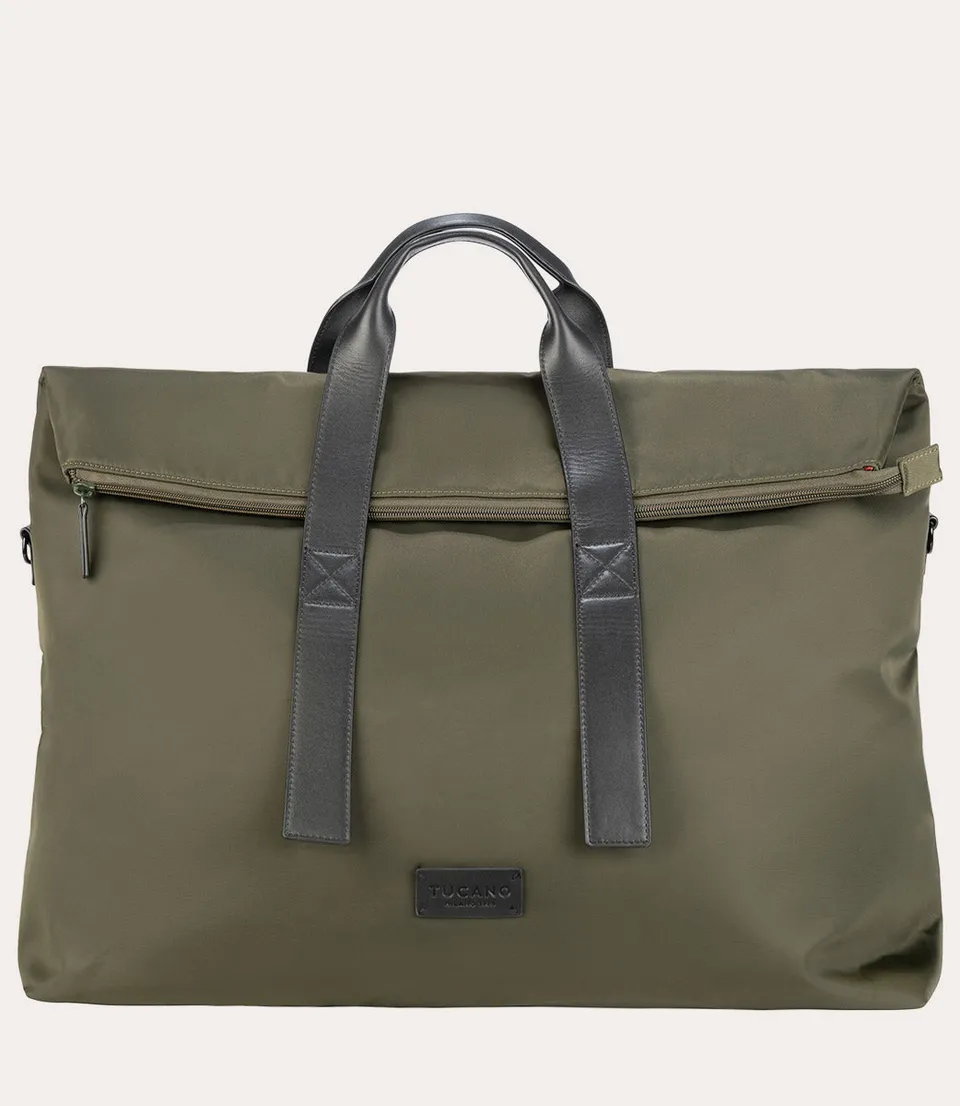 tucano-fold-weekender-bag-sac-de-voyage-nylon-recycl-et-cuir-pour-pc-15-6-macboo image 1