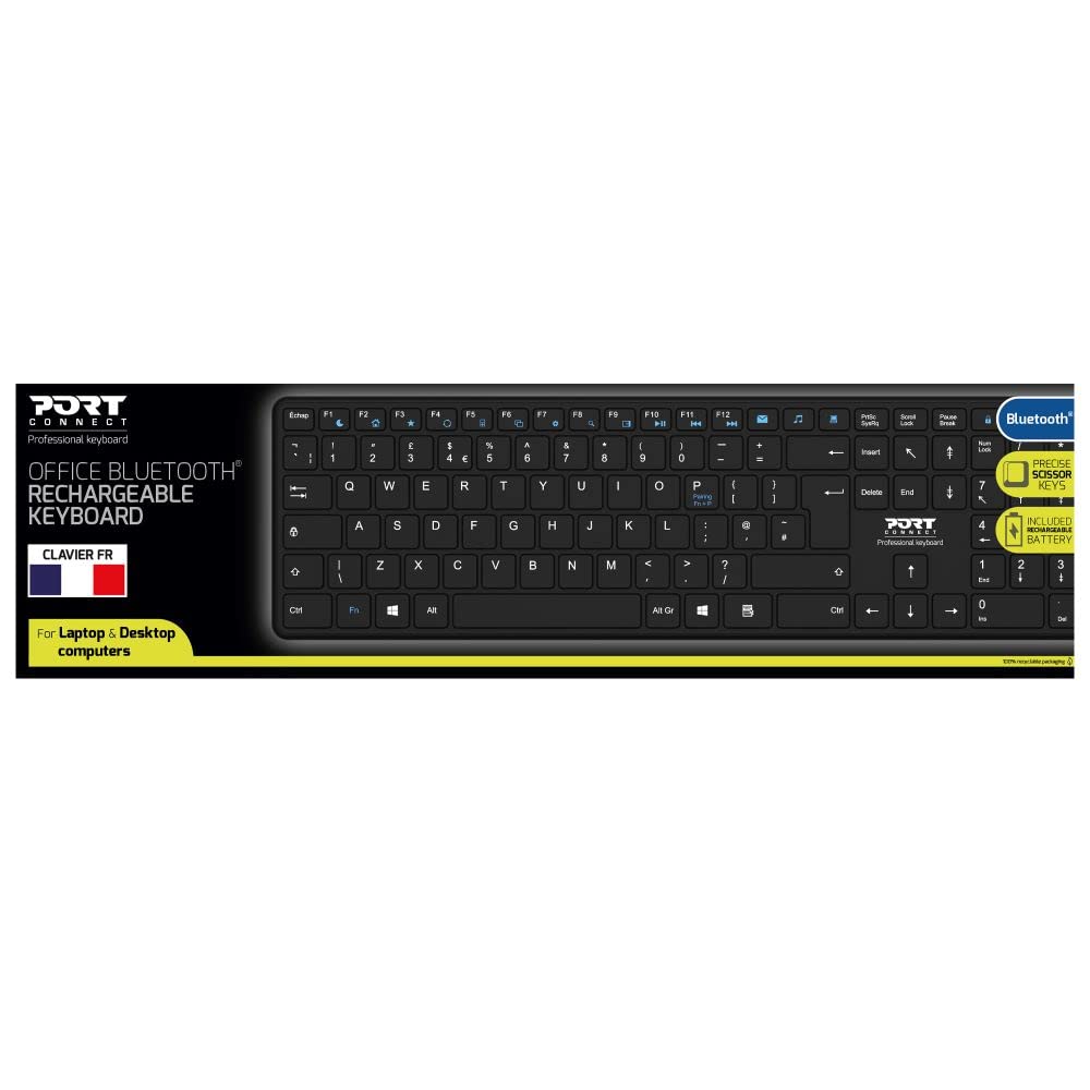 port-designs-port-connect-clavier-bluetooth-rechargeable-slim-led-8m-bureau-noir image 7