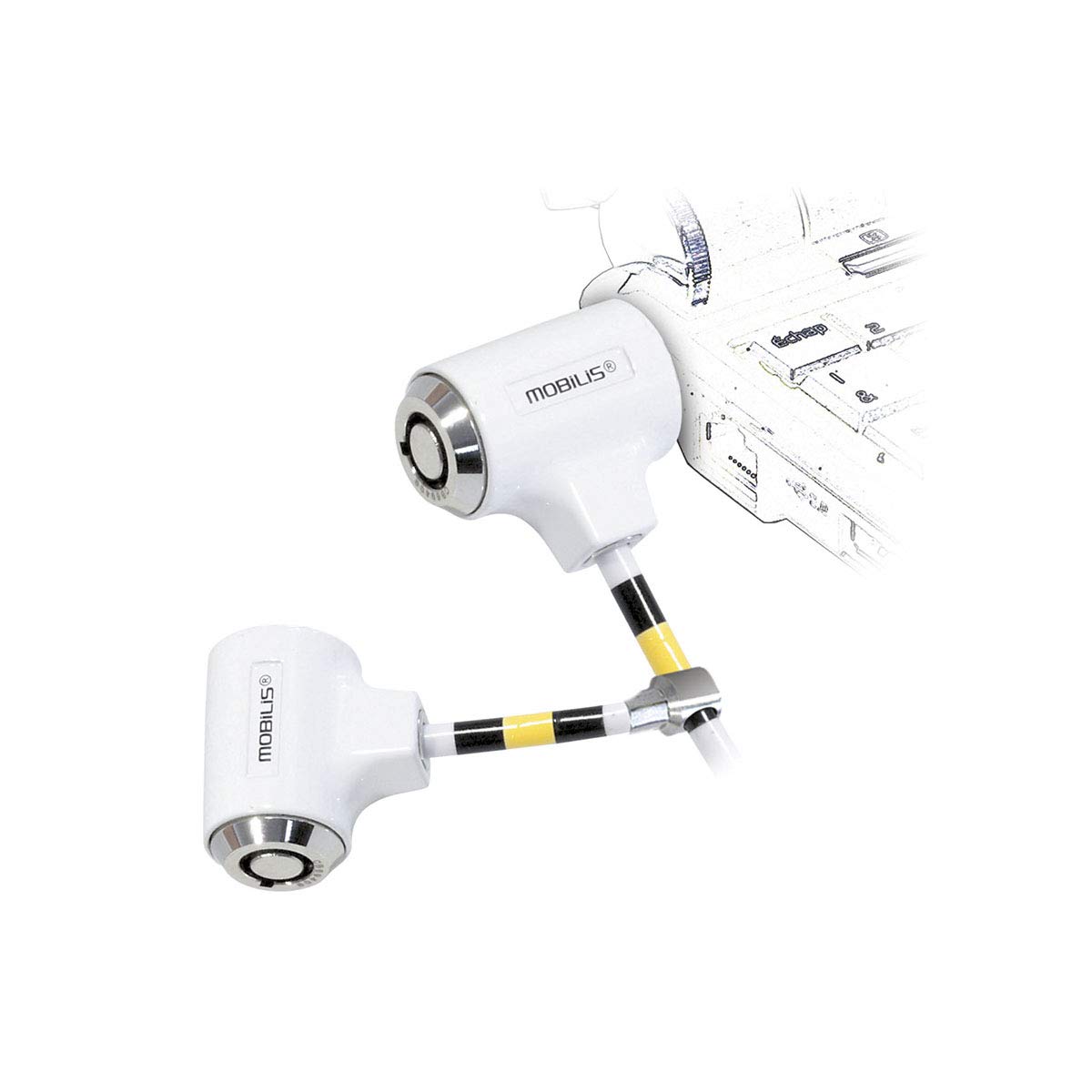 mobilis-c-ble-de-s-curit-cl-double-verrou-1-8-m-4-5-mm-blanc-et-argent image 1