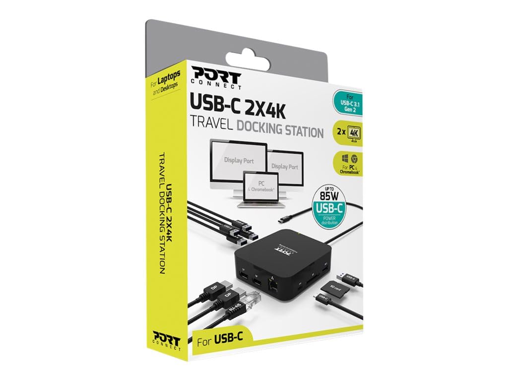port-connect-station-d-accueil-usb-c-double-crans-2x-4k-85w-10-ports-noire image 2